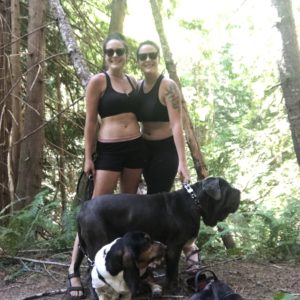 Me and my twin sister, Kristen, and my dogs, Blanche & Barnaby on our first hike.