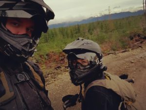 My husband and I dirt biking. 