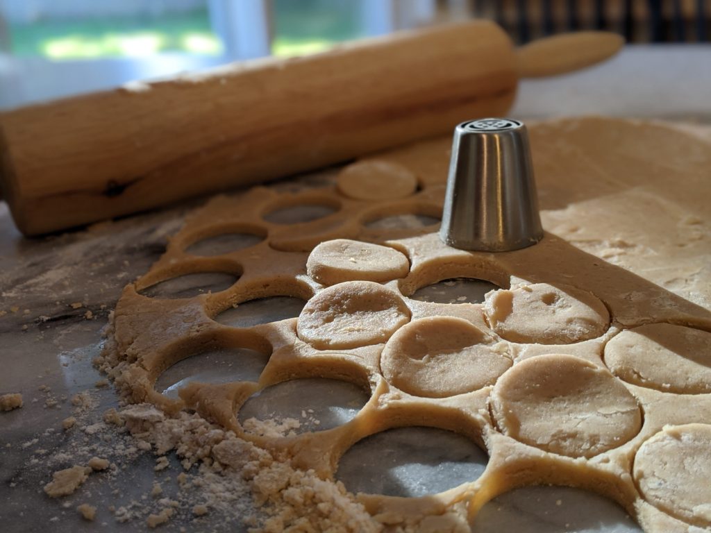 cutting out peanut butter toppers