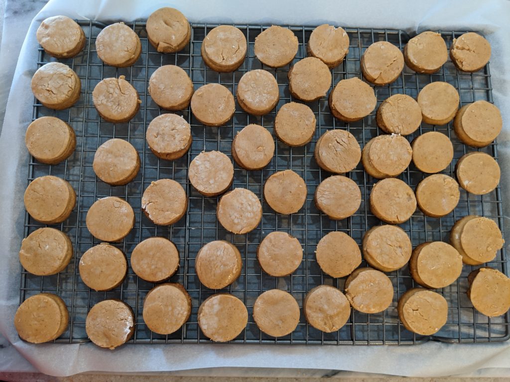 cookies with peanut butter tops on