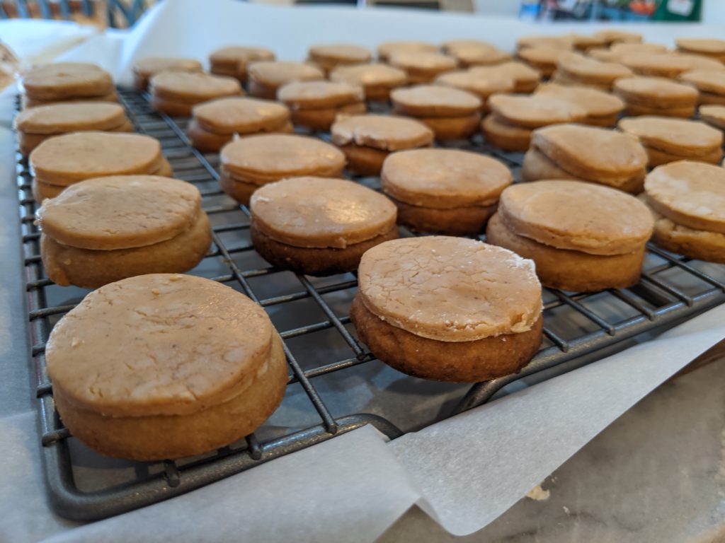 peanut butter circles on top of cookies