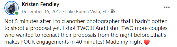 Not 5 minutes after I told another photographer that I hadn't gotten to shoot a proposal yet, I shot TWO!!! And I shot TWO more couples who wanted to reenact their proposals from the night before...that's makes FOUR engagements in 40 minutes! Made my night